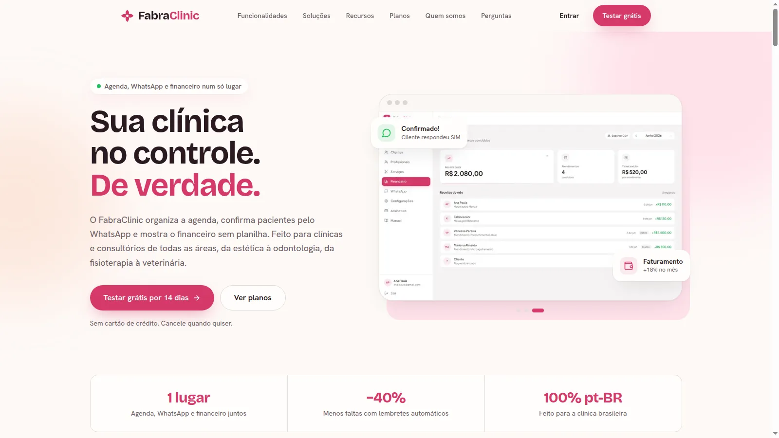 Print da home do FabraClinic.com.br
